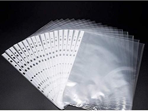 Keny Sheet Protector | Transparent 11 Hole Folder | 50 Microns | FC Size | Pack of  100