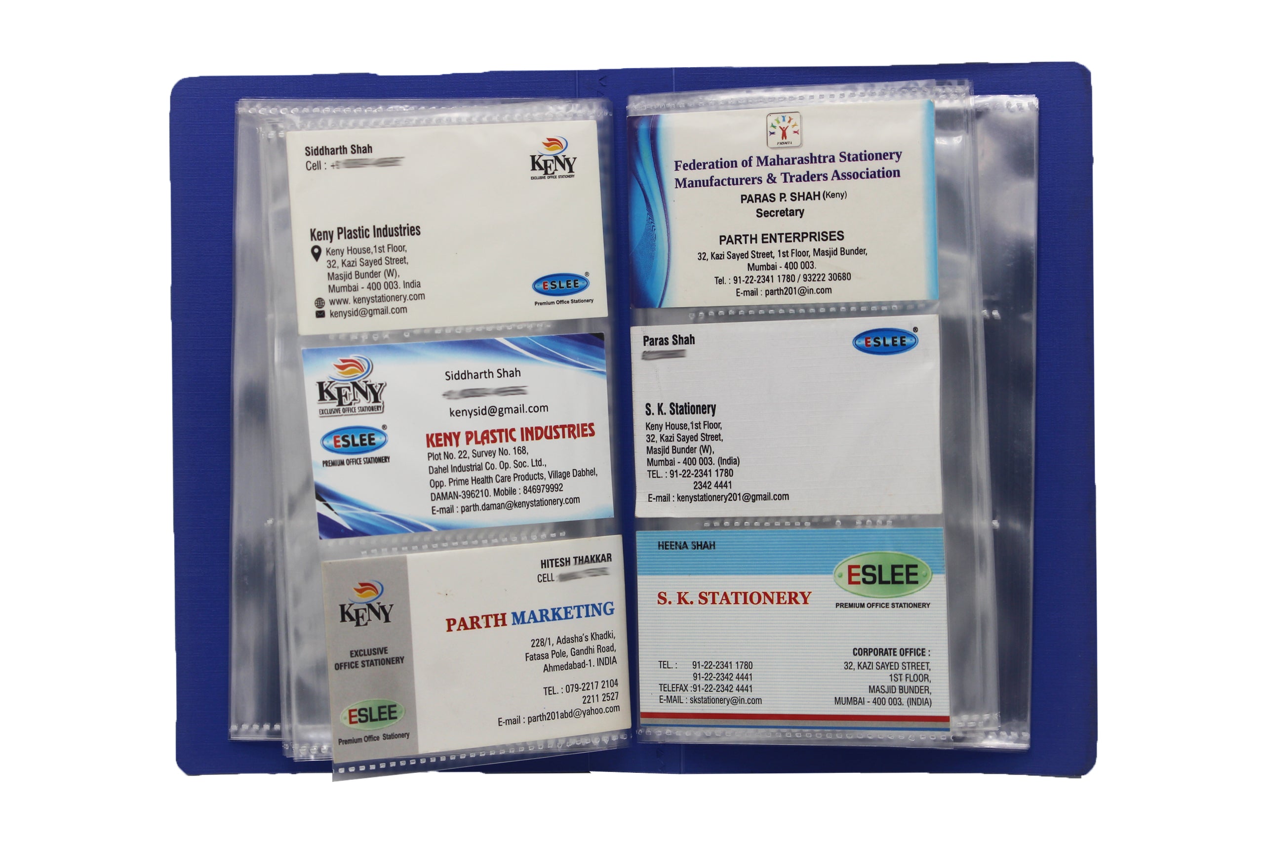 Eslee Business Card Folder | 3 Card Slots | 2 x 120  Pockets with Box