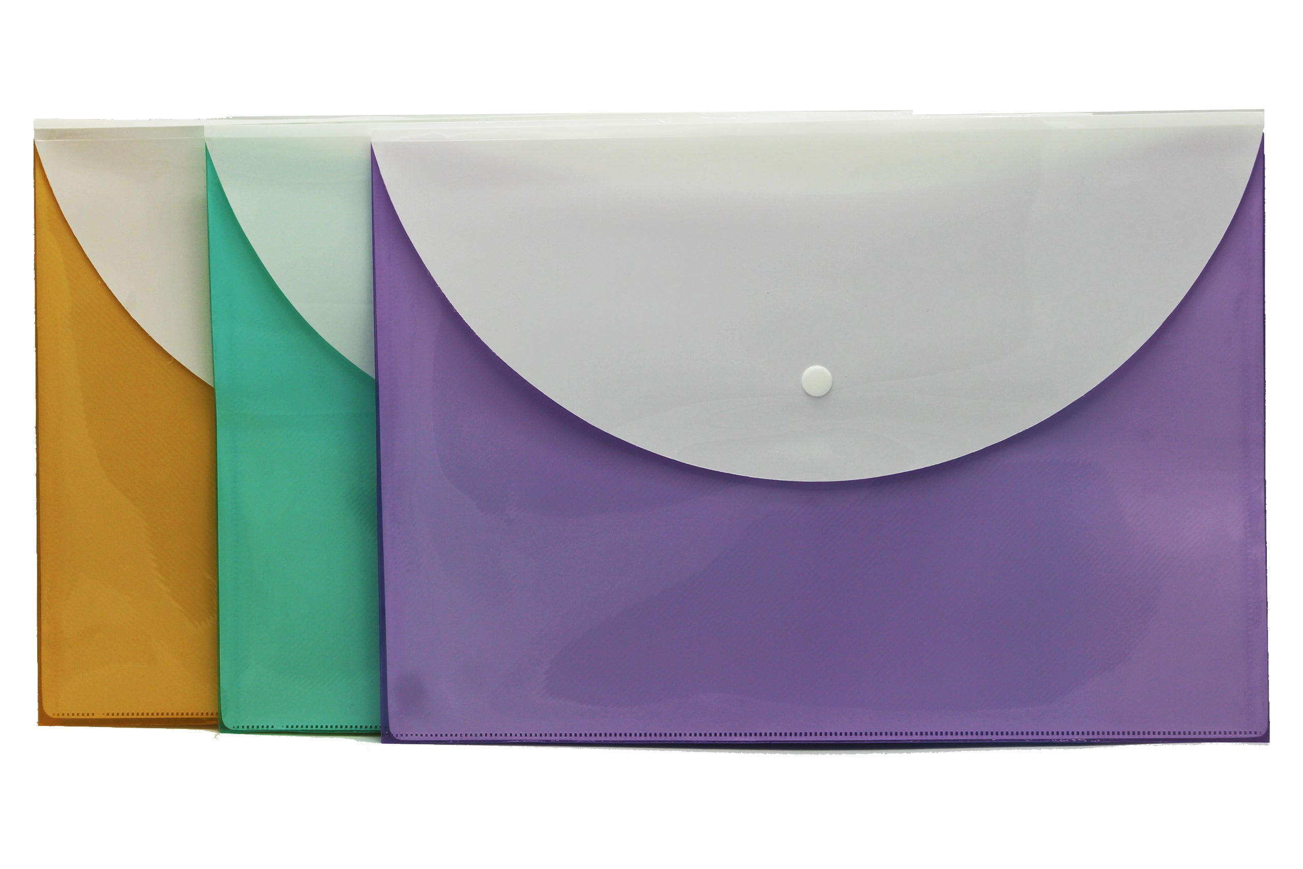 Keny My Clear Bag | Envelope Button File with Back Pocket | FC Size | Pack Of 10