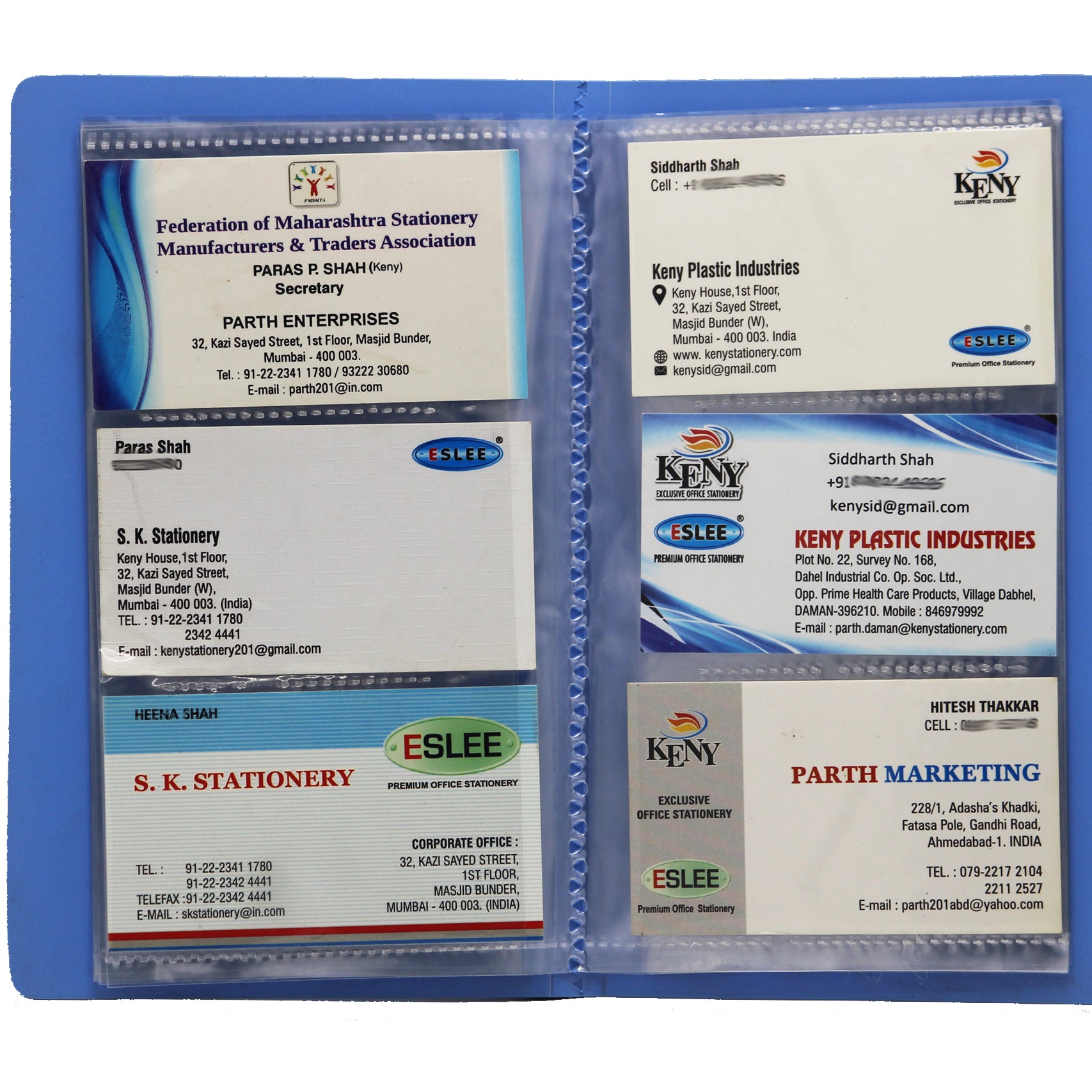 Eslee Business Card Folder | 3 Card Slots | 2 x 120  Pockets with Box