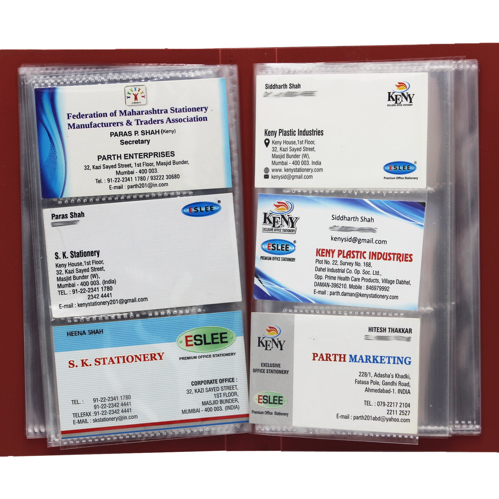 Eslee Business Card Folder | 3 Card Slots | 2 x 120  Pockets with Box