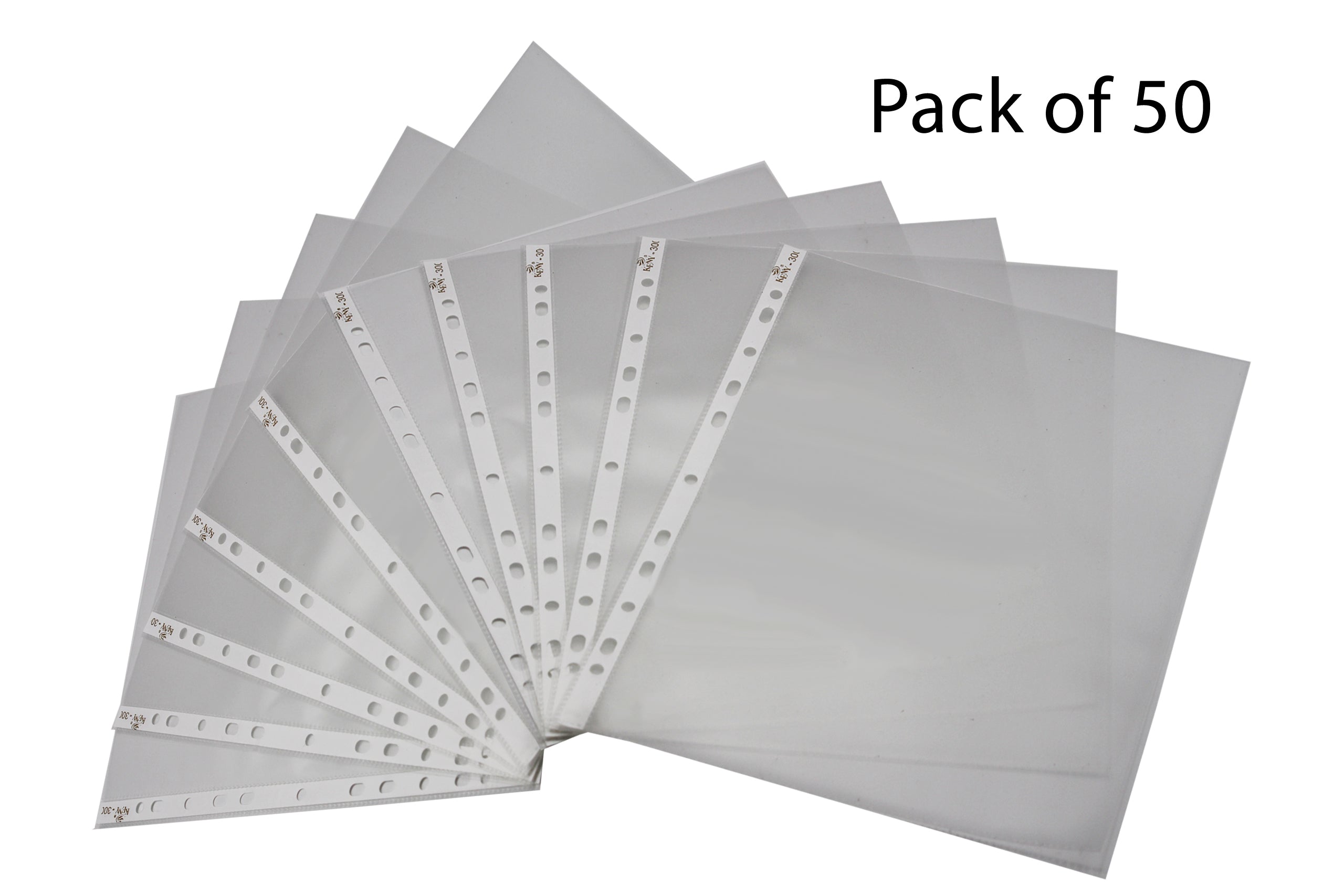 Keny Sheet Protector | Transparent 11 Hole Folder | 80 Microns | A3 Size | Pack of 50