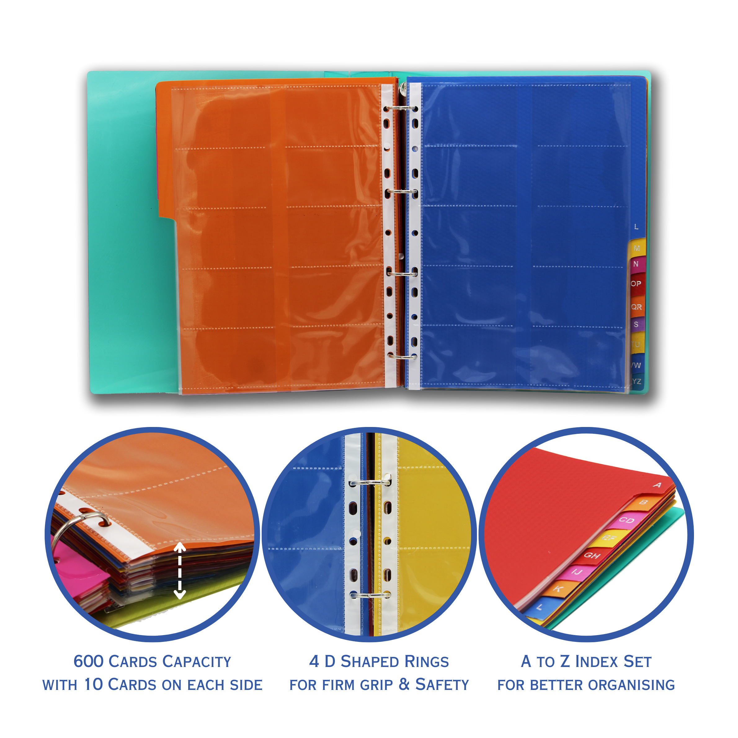 Keny Business Card Folder | 10 Card Slots | 800 Pockets With Index Set