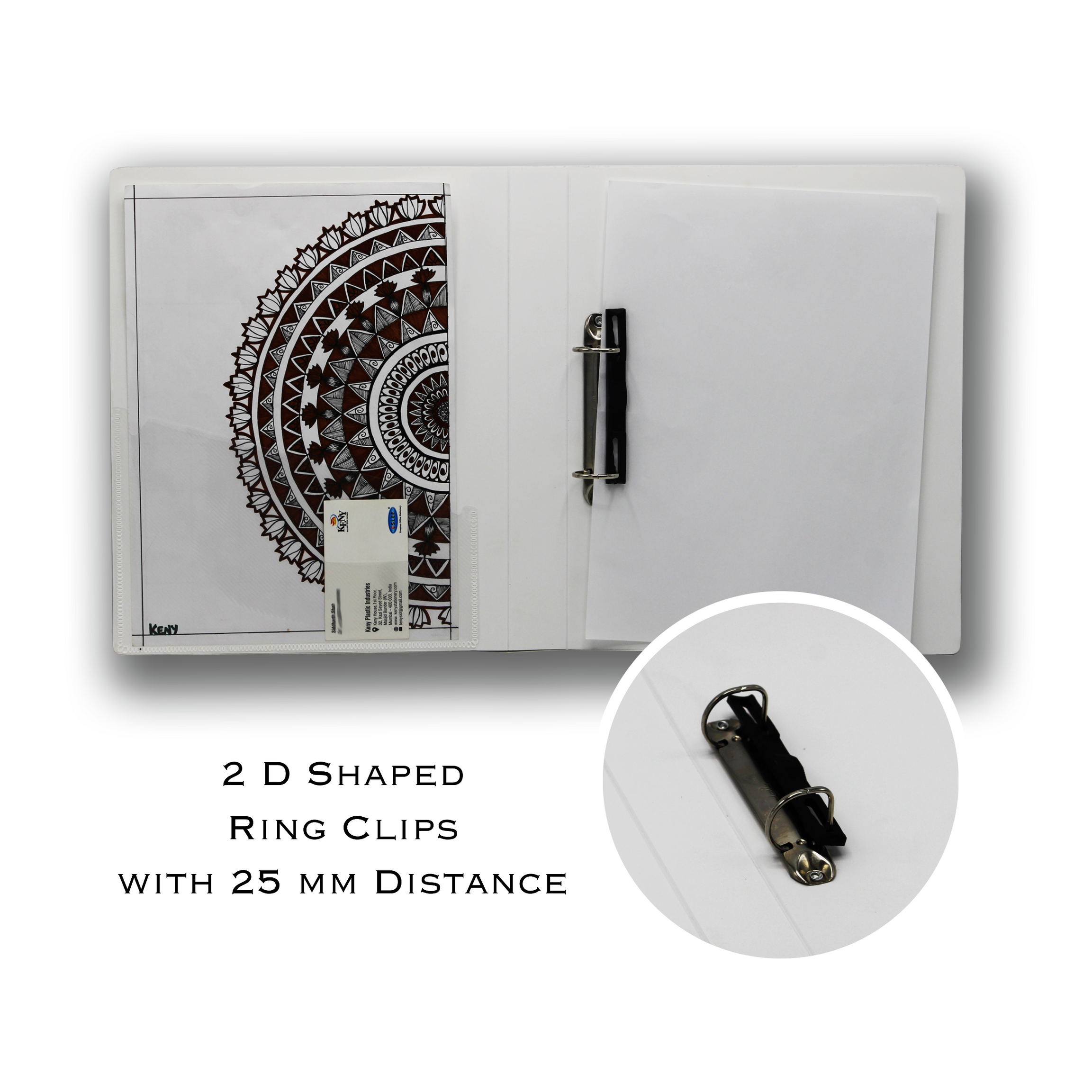 Keny Front View Pocket Ring Binder File | 2D 25 mm Clip |  A4 Size