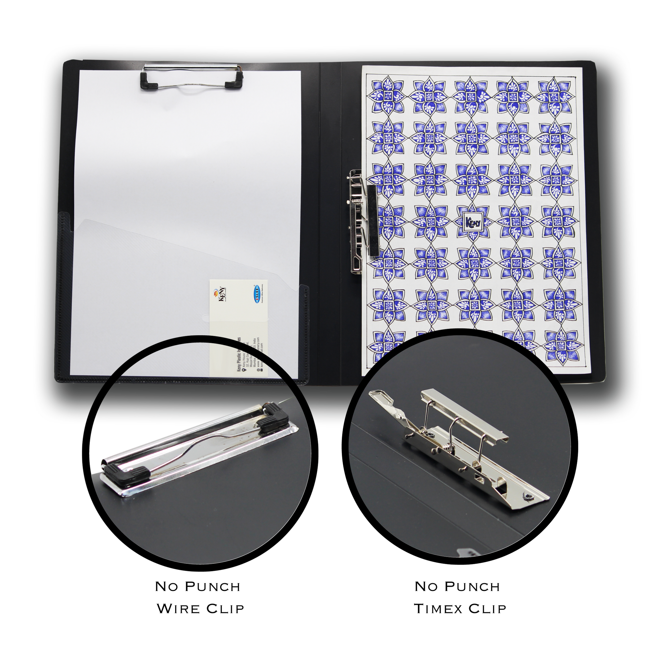 Keny Double Clip File | With Timex & Wire Clip | A4 Size