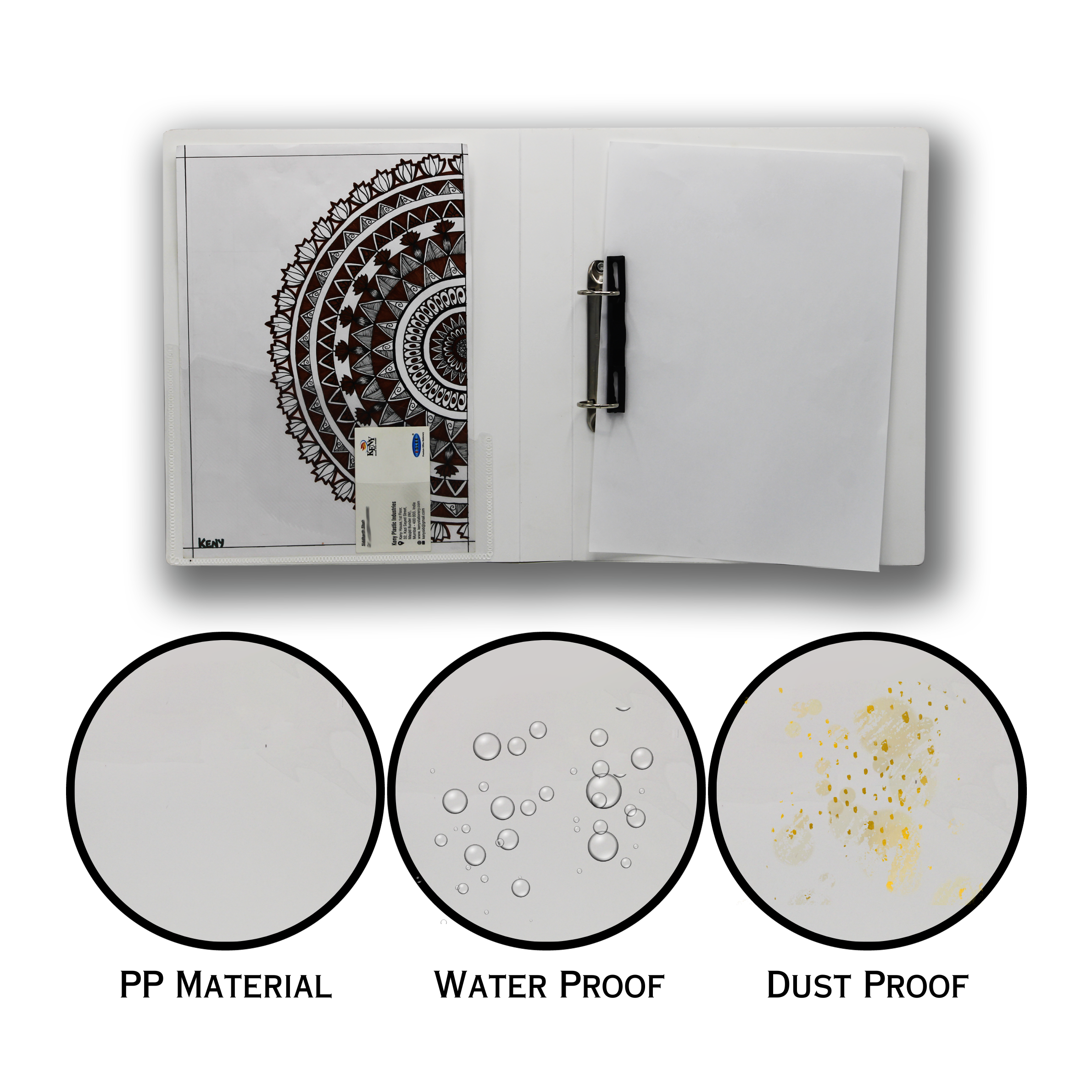 Keny Front View Pocket Ring Binder File | 2D 25 mm Clip |  A4 Size