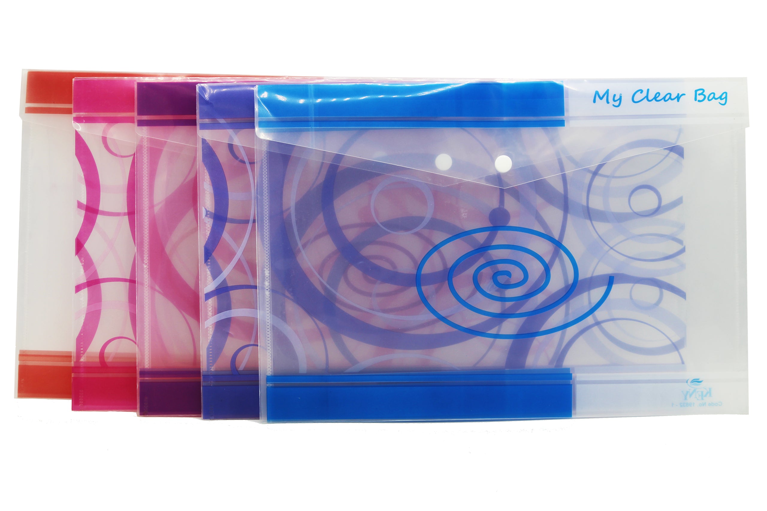 Keny My Clear Bag | Printed Envelope Button File | FC Size | Pack Of 10