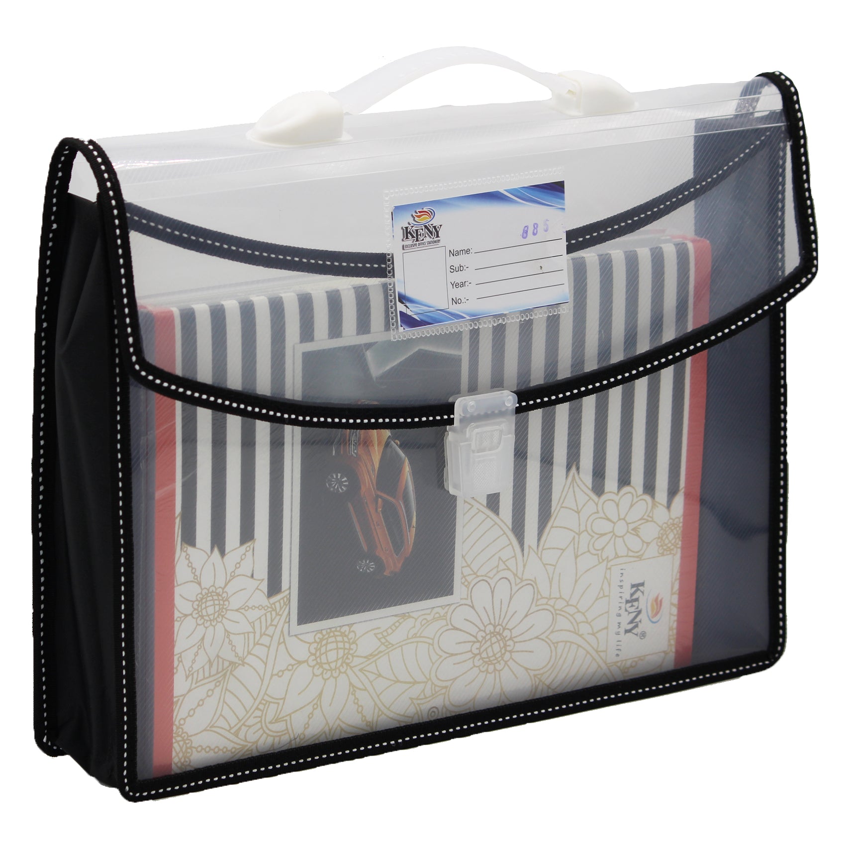 Keny Dual Colour Document Folder | With Handle & Lock | FC Size