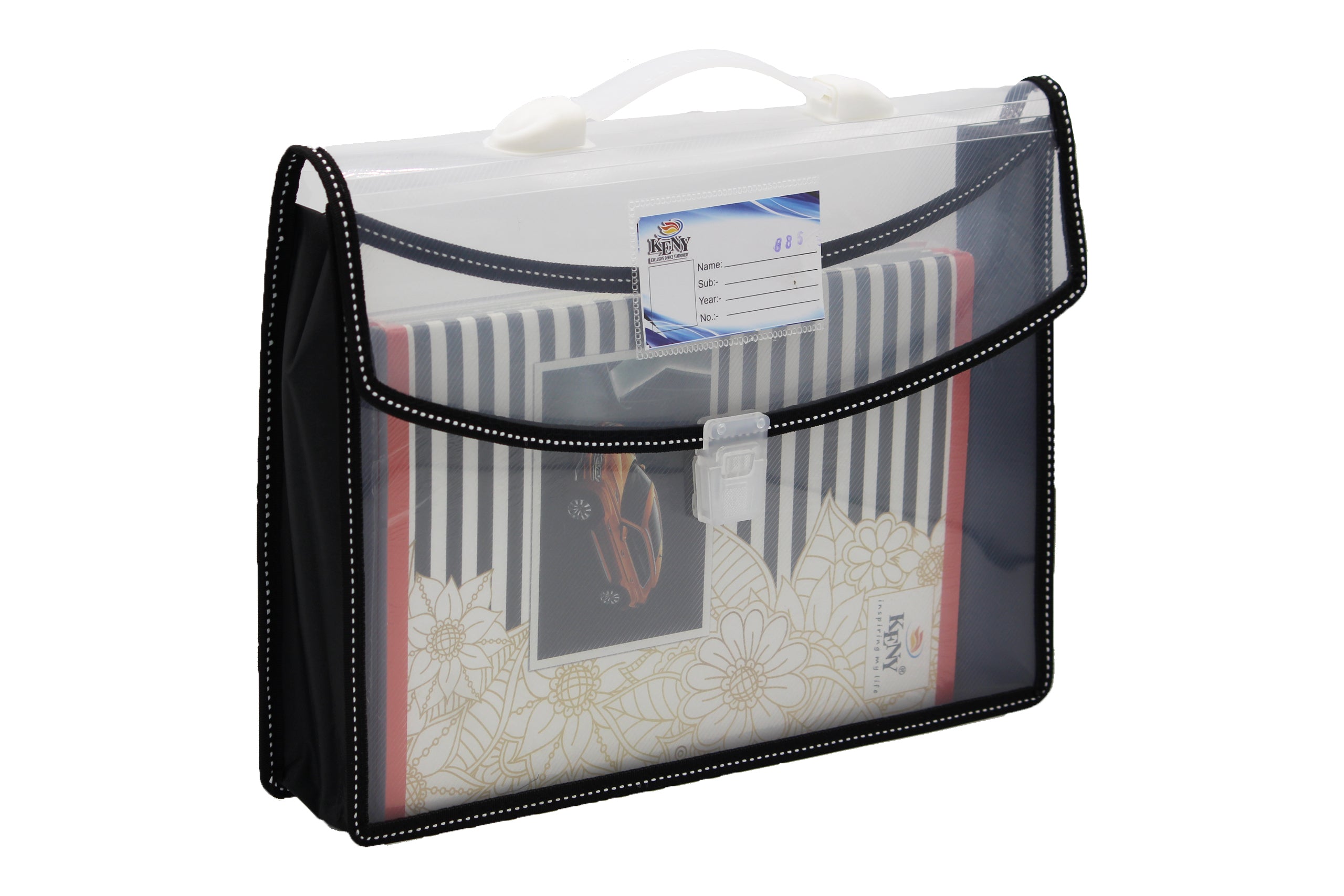 Keny Dual Colour Document Folder | With Handle & Lock | FC Size