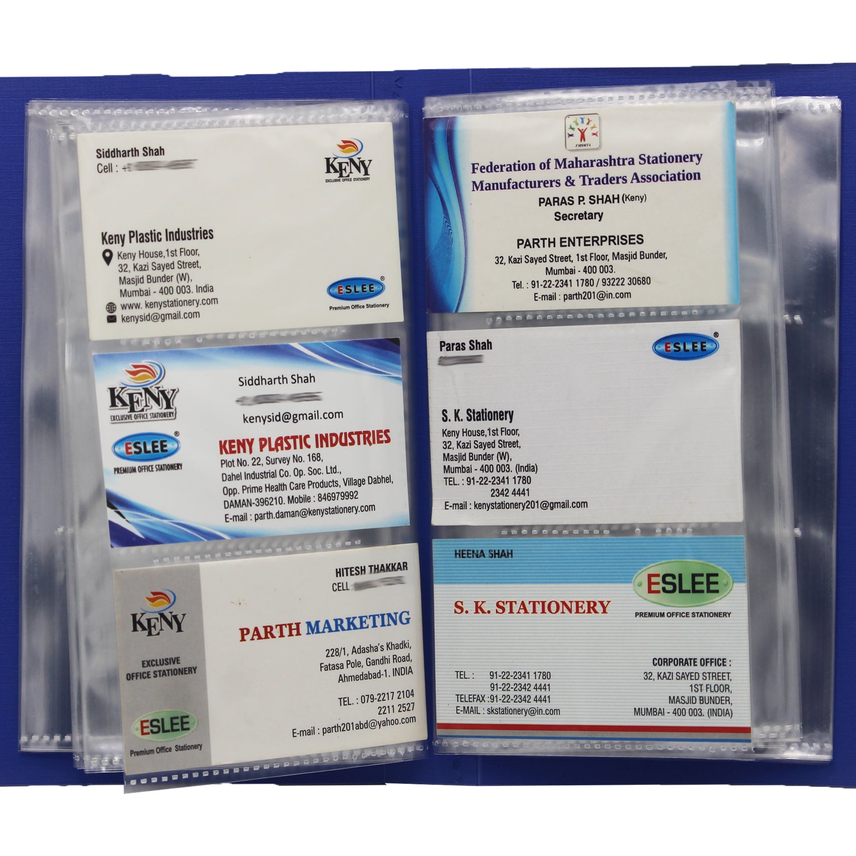 Eslee Business Card Folder | 3 Card Slots | 2 x 120  Pockets with Box