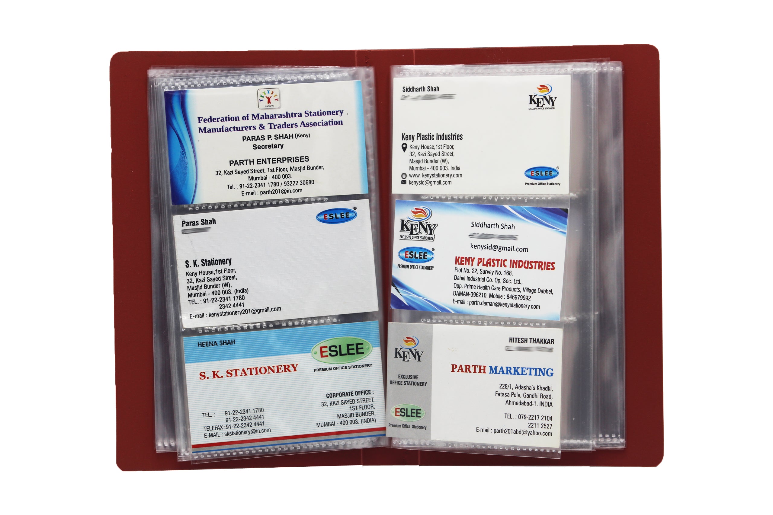 Eslee Business Card Folder | 3 Card Slots | 2 x 120  Pockets with Box