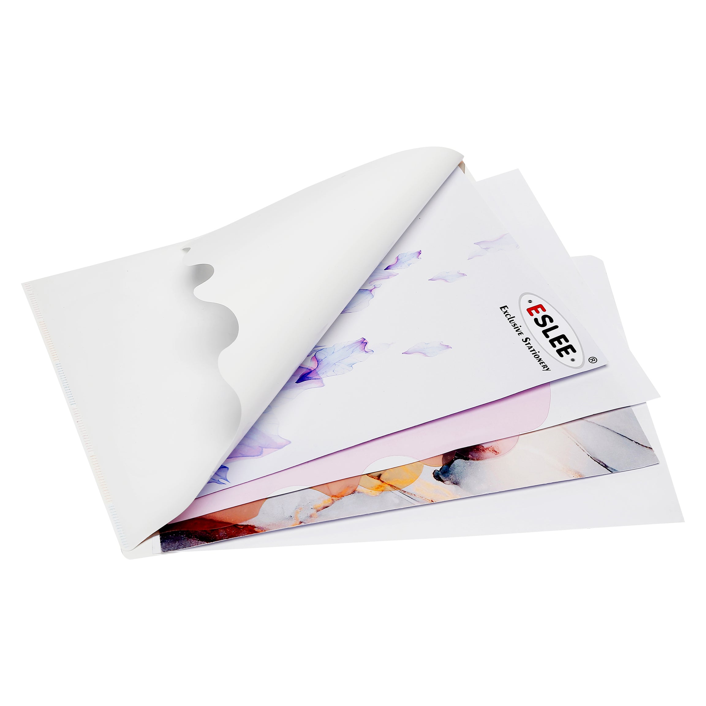 Eslee L Folder | Thin Jackets | 3 Subject Dividers | A4 Size | Pack of 10
