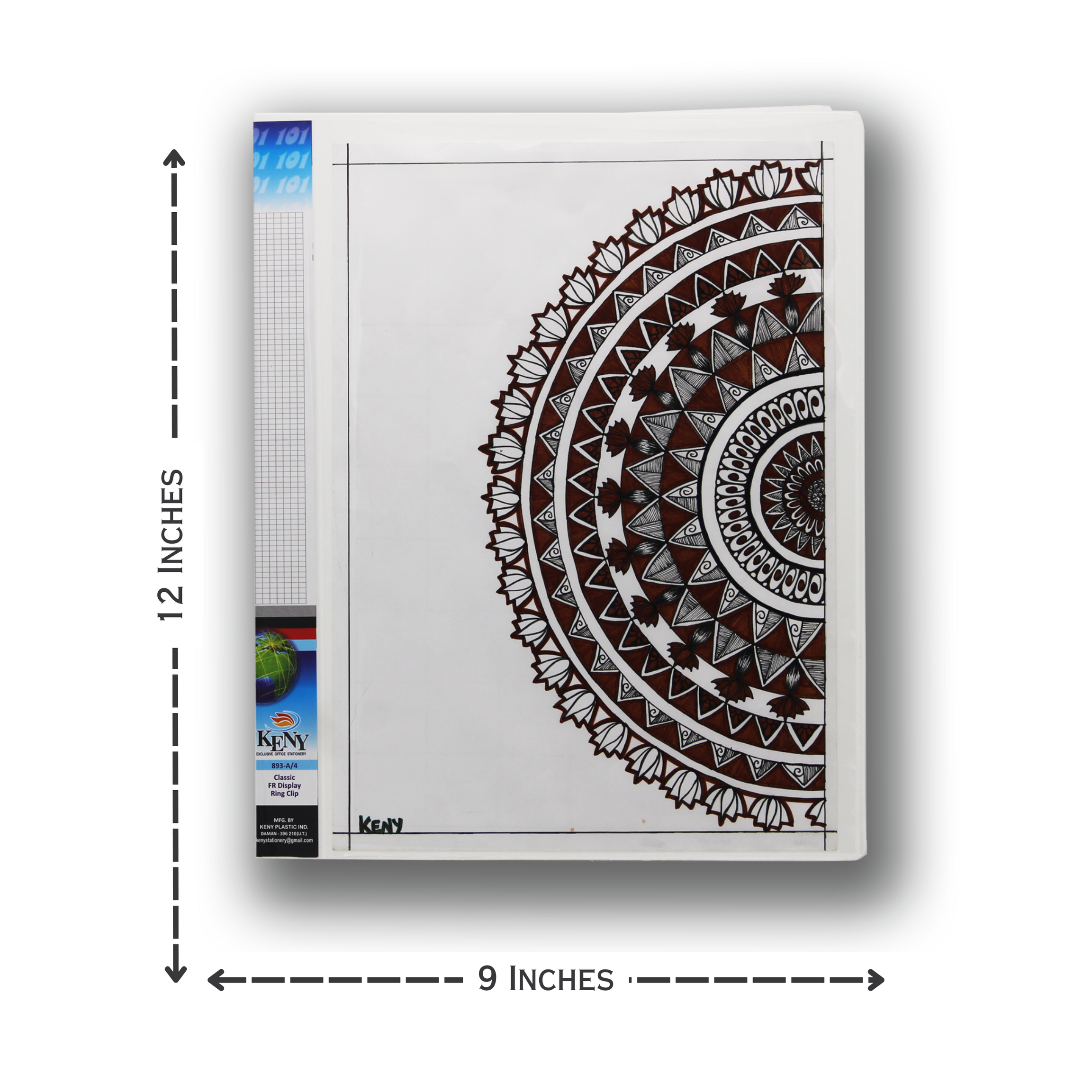 Keny Front View Pocket Ring Binder File | 2D 25 mm Clip |  A4 Size
