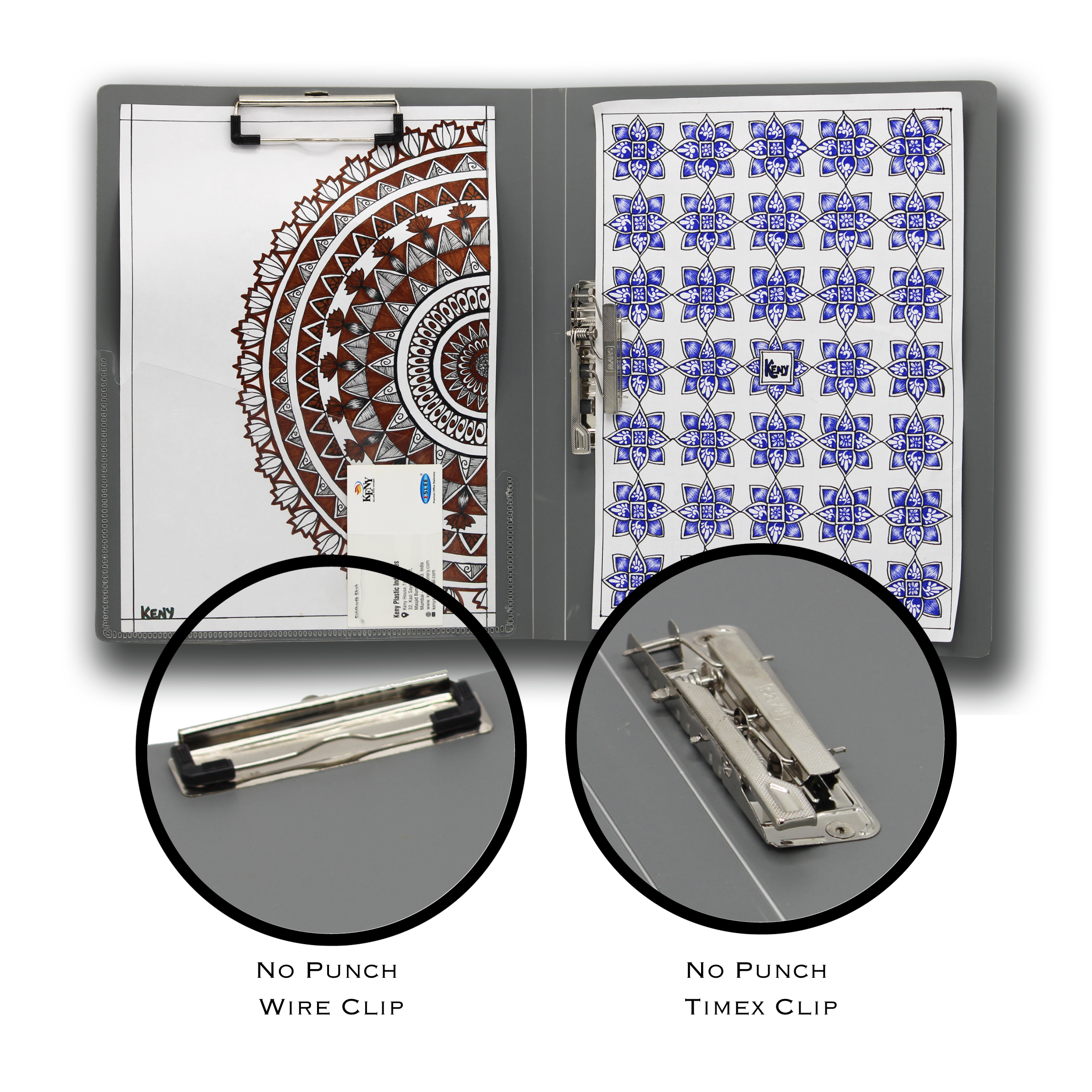 Keny Double Clip File | With Timex & Wire Clip | A4 Size
