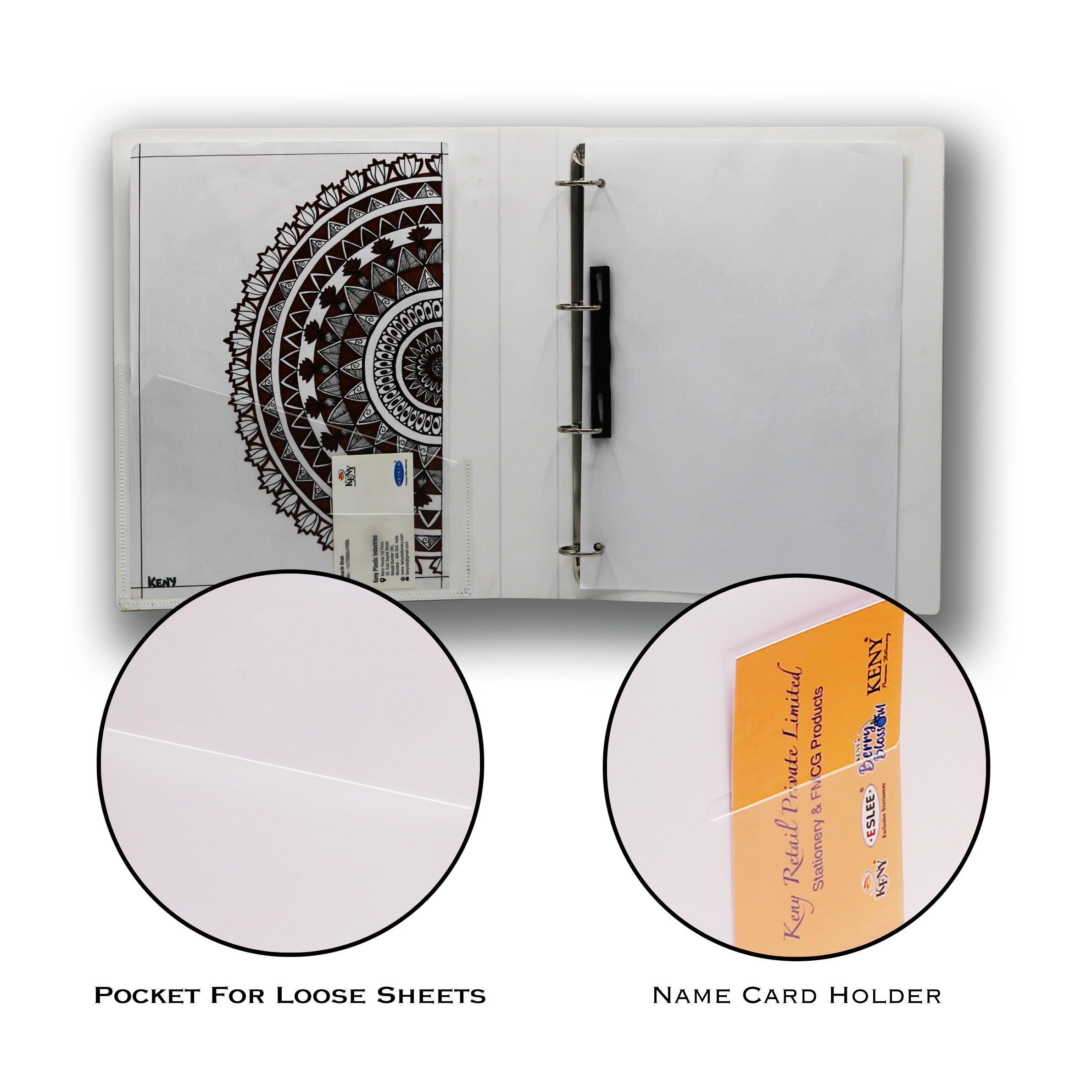 Keny Front View Pocket Ring Binder File | 4D 25 mm Clip |  A4 Size